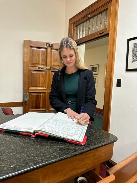 woman reading a document